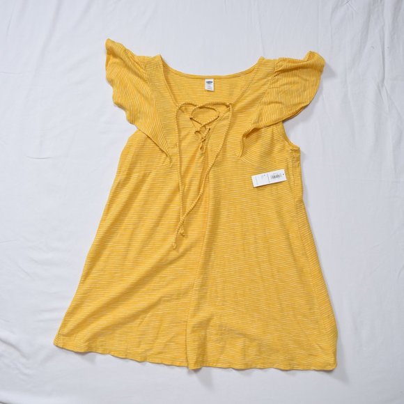 NWT Old Navy Yellow Tie Up Flutter Sleeve Tee Tall - Picture 6 of 6